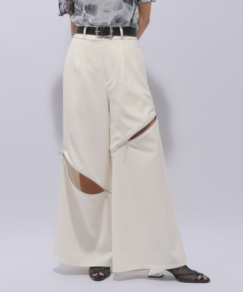 HARE（ハレ）の「ジップカットアウトワイドパンツ(HARE)（その他パンツ・レディース・グレー/ホワイト/ブラック・FREE）」の12枚目の写真