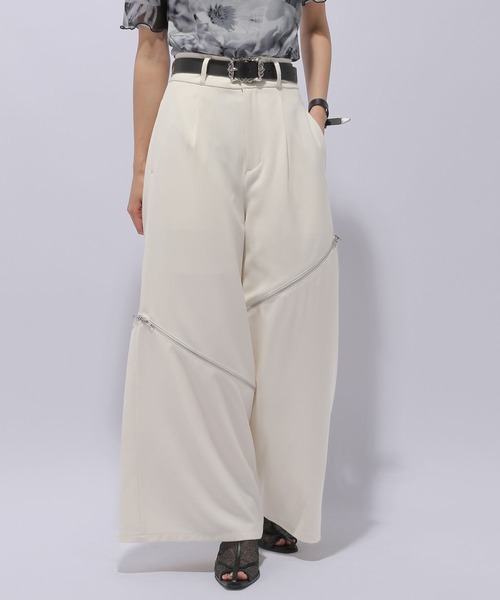 HARE（ハレ）の「ジップカットアウトワイドパンツ(HARE)（その他パンツ・レディース・グレー/ホワイト/ブラック・FREE）」の13枚目の写真