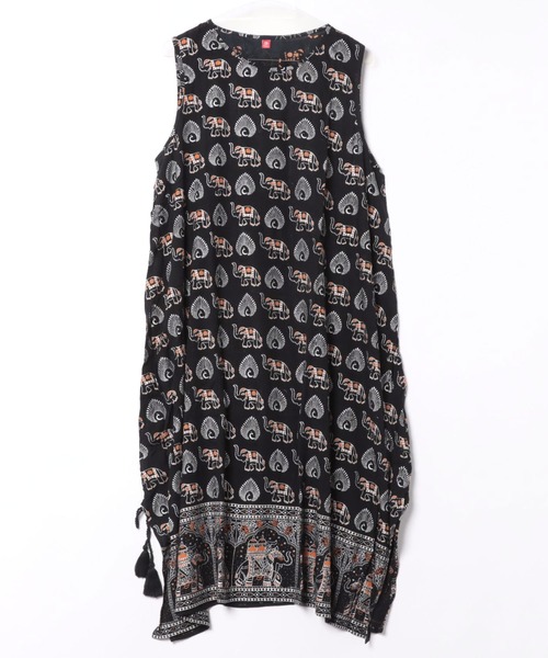 チャイハネ（チャイハネ）の「【チャイハネ】ヨウエンノースリーブワンピース（ワンピース・レディース・グリーン/ブルー/ピンク/ブラック/ダークグリーン/ブラック系その他/ベージュ・FREE）」の2枚目の写真