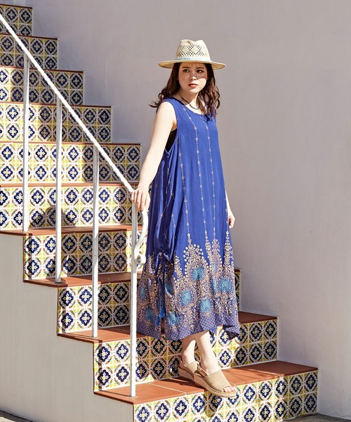 チャイハネ（チャイハネ）の「【チャイハネ】ヨウエンノースリーブワンピース（ワンピース・レディース・グリーン/ブルー/ピンク/ブラック/ダークグリーン/ブラック系その他/ベージュ・FREE）」の10枚目の写真