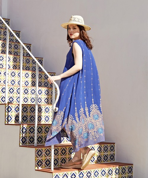 チャイハネ（チャイハネ）の「【チャイハネ】ヨウエンノースリーブワンピース（ワンピース・レディース・グリーン/ブルー/ピンク/ブラック/ダークグリーン/ブラック系その他/ベージュ・FREE）」の12枚目の写真