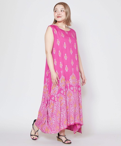 チャイハネ（チャイハネ）の「【チャイハネ】ヨウエンノースリーブワンピース（ワンピース・レディース・グリーン/ブルー/ピンク/ブラック/ダークグリーン/ブラック系その他/ベージュ・FREE）」の14枚目の写真