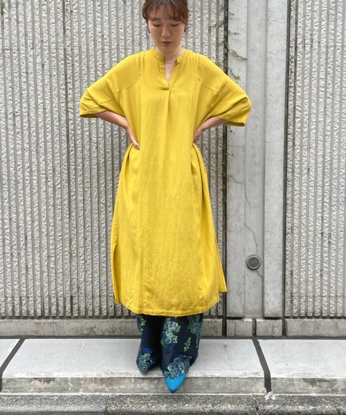 【セール】【WEB・一部店舗限定】麻ブレンドスキッパーワンピース（ワンピース）｜rbby ROSEBUD（アールビーバイローズバッド） 6,208円