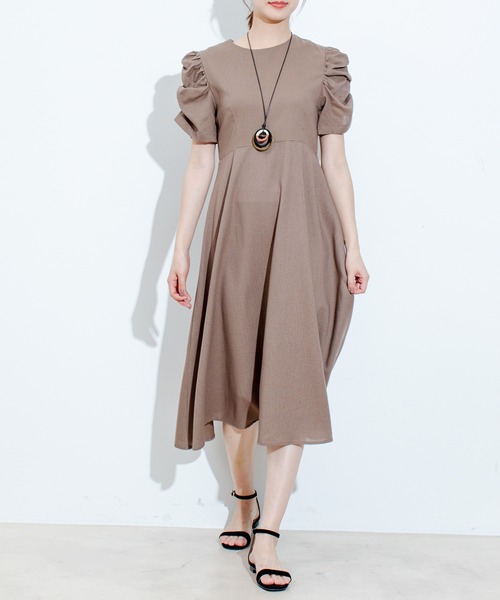 Jayro（ジャイロ）の「綿麻袖デザインワンピース（ワンピース・レディース・ベージュ/ダークブラウン/ブラック・FREE）」の3枚目の写真