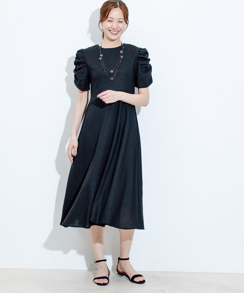 Jayro（ジャイロ）の「綿麻袖デザインワンピース（ワンピース・レディース・ベージュ/ダークブラウン/ブラック・FREE）」の2枚目の写真