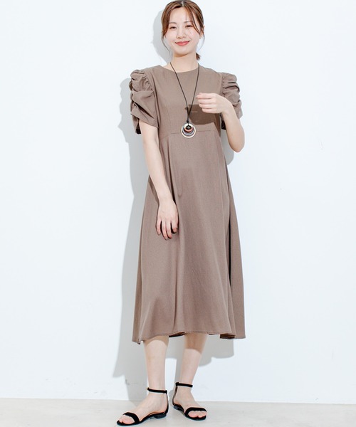 Jayro（ジャイロ）の「綿麻袖デザインワンピース（ワンピース・レディース・ベージュ/ダークブラウン/ブラック・FREE）」の18枚目の写真