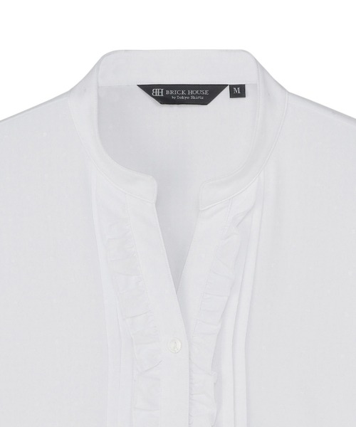 TOKYO SHIRTS(トウキョウシャツ)の「【吸水速乾】【COFREX】ピンタックフリル 五分袖ブラウス レディースシャツ(シャツ/ブラウス・レディース・ホワイト・LL/L/M/S)」の3枚目の写真