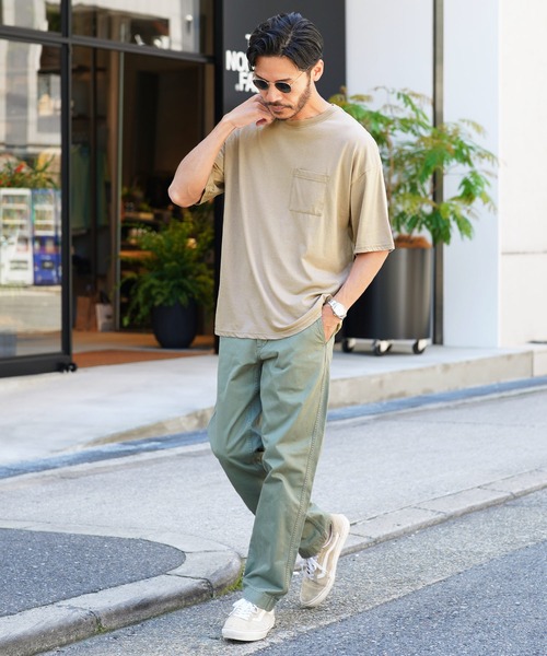 jiggys shop（ジギーズショップ）の「スノーウォッシュ加工ワイドポケット付きオーバーサイズクルーネック半袖Tシャツカットソー（Tシャツ/カットソー・メンズ・ベージュ/ブラック/カーキ・MEDIUM/LARGE/X-LARGE）」の13枚目の写真