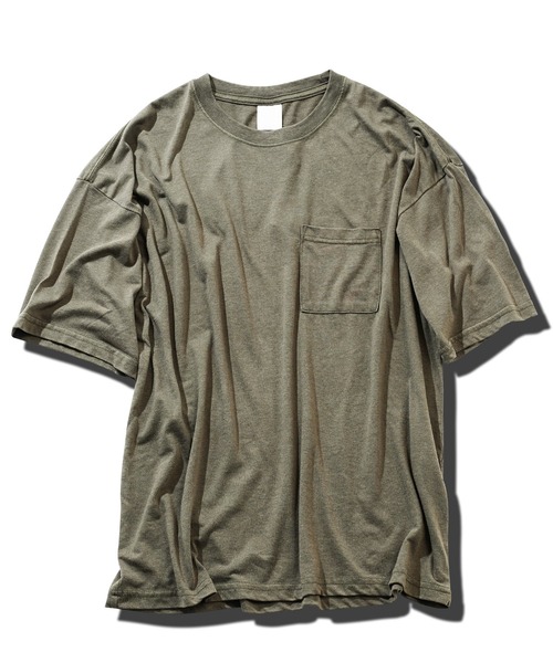 jiggys shop（ジギーズショップ）の「スノーウォッシュ加工ワイドポケット付きオーバーサイズクルーネック半袖Tシャツカットソー（Tシャツ/カットソー・メンズ・ベージュ/ブラック/カーキ・MEDIUM/LARGE/X-LARGE）」の14枚目の写真