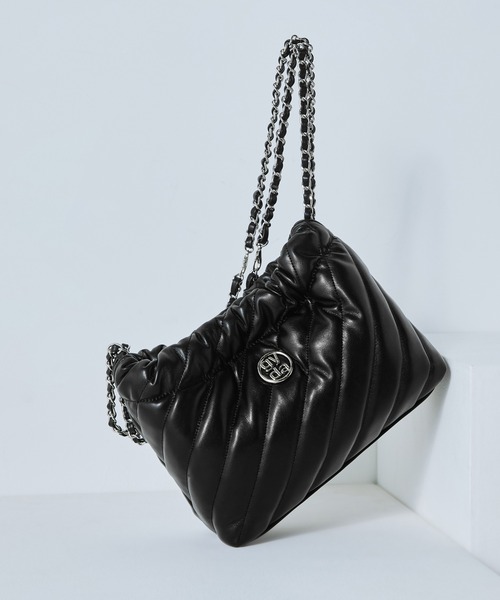 GYDA(ジェイダ)の「GYDA(ジェイダ)チェーンショルダーバッグ GY-B246 キルティングメタル(ショルダーバッグ・レディース・ブラック/アイボリー/シルバー・FREE)」の2枚目の写真