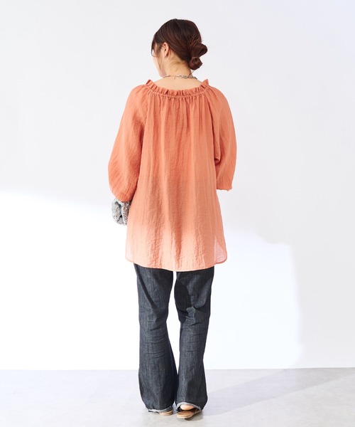 un dix cors(アンディコール)の「《デコルテラインのキレイ見せ》シボボイルスキッパーブラウス(シャツ/ブラウス・レディース・オフホワイト/ブラック/ピンク・FREE)」の21枚目の写真
