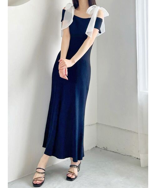 MERCURYDUO（マーキュリーデュオ）の「ショルダーリボンニットワンピース（ワンピース・レディース・ブラック/ブラウン・SMALL/MEDIUM）」の7枚目の写真