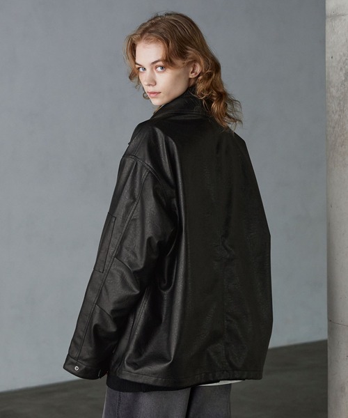 SERACE（セラス）の「【SERACE】Loose silhouette vintage like blouson / ルーズシルエットヴィンテージライク合皮ブルゾン（ブルゾン・メンズ・ブラウン/ブラック・S/M/L）」の6枚目の写真