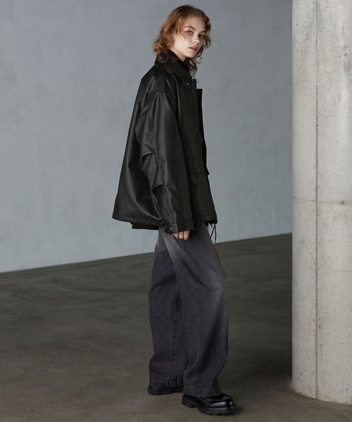 SERACE（セラス）の「【SERACE】Loose silhouette vintage like blouson / ルーズシルエットヴィンテージライク合皮ブルゾン（ブルゾン・メンズ・ブラウン/ブラック・S/M/L）」の18枚目の写真