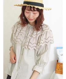 Samansa Mos2 | 二段スカラップレースブラウス(シャツ/ブラウス)