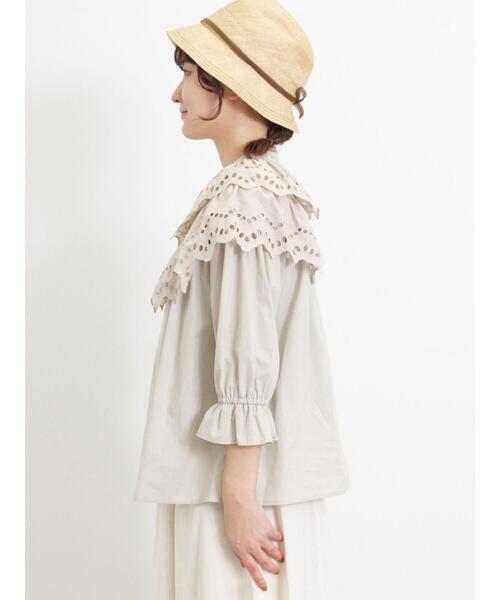 Samansa Mos2（サマンサ モスモス）の「二段スカラップレースブラウス（シャツ/ブラウス・レディース・グリーン/ブラック/ベージュ/オフホワイト・F）」の8枚目の写真