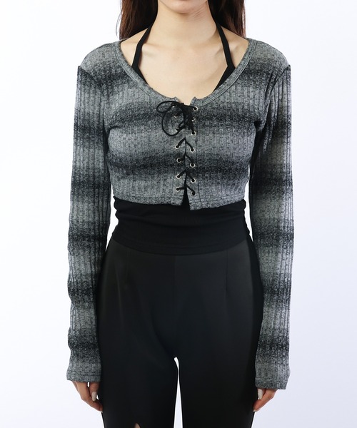 SPIRALGIRL(スパイラルガール)の「レースアップホルターネックアンサンブル(アンサンブル・レディース・ブラック系/ピンク系・FREE)」の16枚目の写真