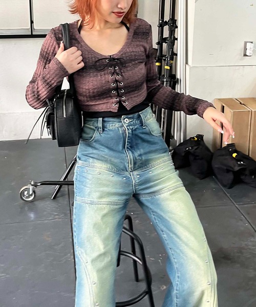 SPIRALGIRL(スパイラルガール)の「レースアップホルターネックアンサンブル(アンサンブル・レディース・ブラック系/ピンク系・FREE)」の8枚目の写真