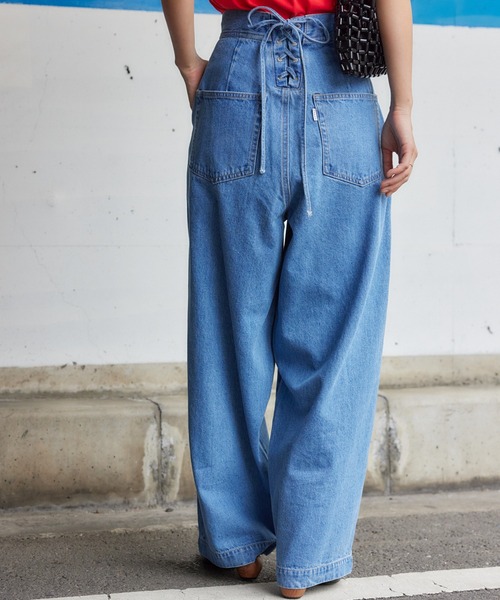 RODEO CROWNS WIDE BOWL（ロデオクラウンズワイドボウル）の「バックレースアップパンツ（その他パンツ・レディース・アイボリー/カーキ/ブルー・SMALL/MEDIUM）」の3枚目の写真