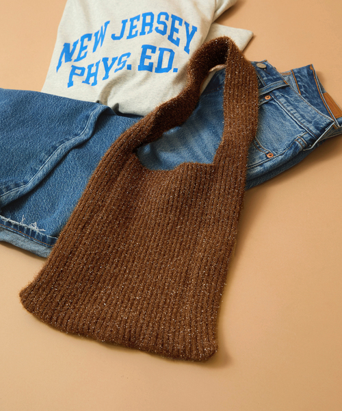 JOURNAL STANDARD relume（ジャーナルスタンダード　レリューム）の「RELUME kirakira Knit BAG（クラッチバッグ・レディース・ブラウン/サックスブルー/チャコールグレー・FREE）」の3枚目の写真