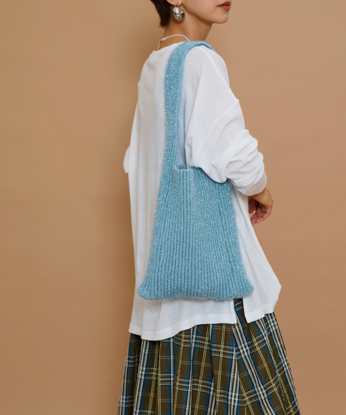 JOURNAL STANDARD relume（ジャーナルスタンダード　レリューム）の「RELUME kirakira Knit BAG（クラッチバッグ・レディース・ブラウン/サックスブルー/チャコールグレー・FREE）」の12枚目の写真