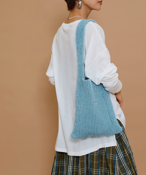 JOURNAL STANDARD relume（ジャーナルスタンダード　レリューム）の「RELUME kirakira Knit BAG（クラッチバッグ・レディース・ブラウン/サックスブルー/チャコールグレー・FREE）」の13枚目の写真