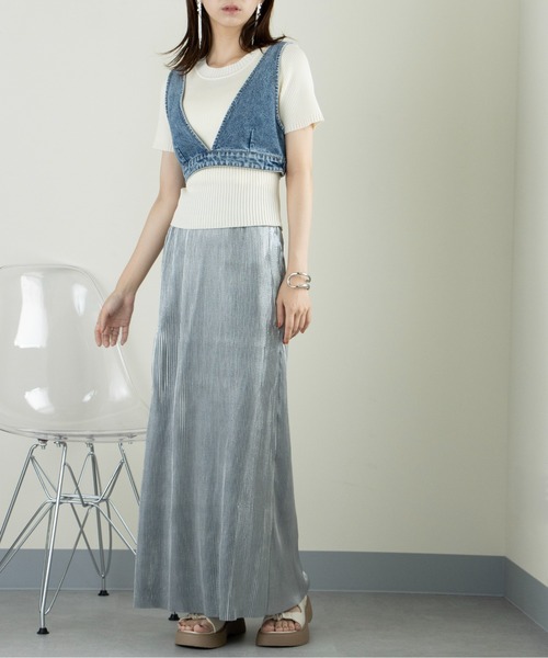 MAISON BREEZE（メゾンブリーズ）の「【MAISON BREEZE】メタリックプリーツSK 223-844-6027 DTK（スカート・レディース・ゴールド/ブラック/シルバー・FREE）」の8枚目の写真