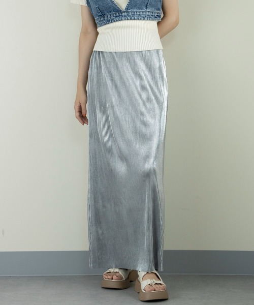 MAISON BREEZE（メゾンブリーズ）の「【MAISON BREEZE】メタリックプリーツSK 223-844-6027 DTK（スカート・レディース・ゴールド/ブラック/シルバー・FREE）」の7枚目の写真