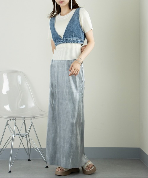 MAISON BREEZE（メゾンブリーズ）の「【MAISON BREEZE】メタリックプリーツSK 223-844-6027 DTK（スカート・レディース・ゴールド/ブラック/シルバー・FREE）」の10枚目の写真