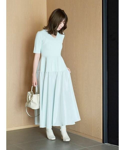 CELFORD（セルフォード）の「ニットドッキングタフタワンピース