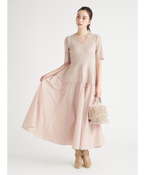 CELFORD（セルフォード）の「ニットドッキングタフタワンピース