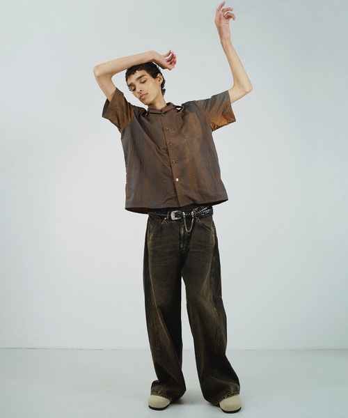 JIEDA(ジエダ)の「DYED NYLON OPEN COLLAR SHIRT S/S(シャツ/ブラウス・メンズ・ブラウン系・1/2)」の8枚目の写真