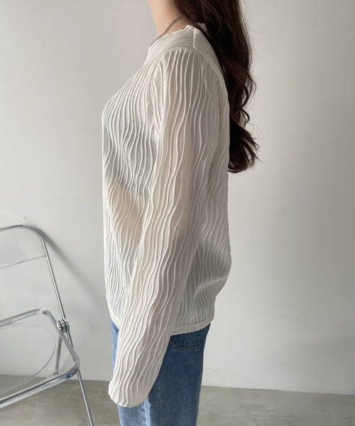 Ada.（エイダ）の「ウェーブ プリーツ ボートネック トップス（Tシャツ/カットソー・レディース・ブラウン/アイボリー/ブラック/ボルドー・FREE）」の22枚目の写真