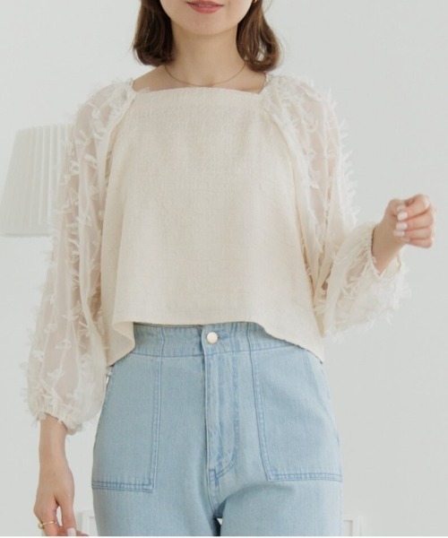 flower（フラワー）の「バタフライリボントップ（シャツ/ブラウス・レディース・ブラック/アイボリー・FREE）」の3枚目の写真