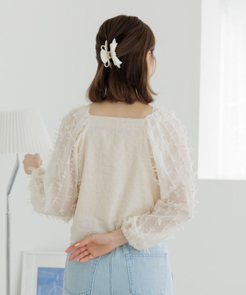 flower（フラワー）の「バタフライリボントップ（シャツ/ブラウス・レディース・ブラック/アイボリー・FREE）」の5枚目の写真