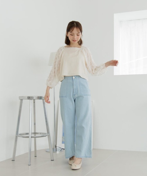 flower（フラワー）の「バタフライリボントップ（シャツ/ブラウス・レディース・ブラック/アイボリー・FREE）」の6枚目の写真