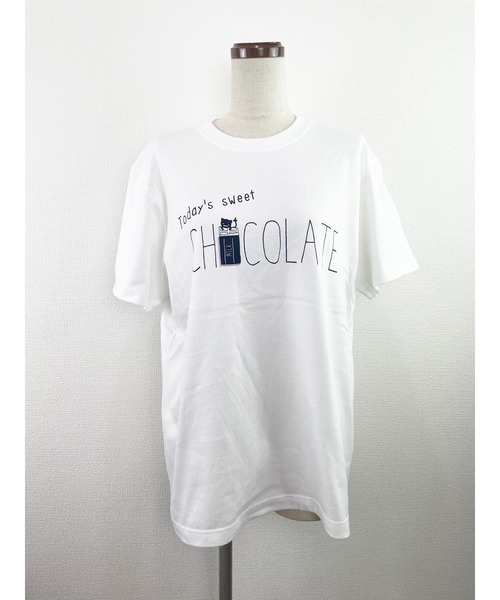 Rydia（リディア）の「チョコレートTEE（Tシャツ/カットソー・レディース・ホワイト/ブラウン/ネイビー・M）」の2枚目の写真