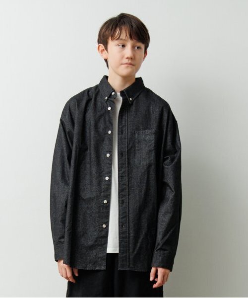 GLAZOS（グラソス）の「【大人向けサイズあり】オックスフォードボタンダウンシャツ（シャツ/ブラウス・キッズ・ブラック/ブルー/ホワイト・S/M/L/LL）」の3枚目の写真