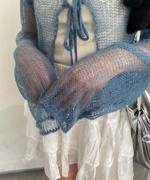 nemne store(ネンネストア)の「前後2wayシアーリボンニット(ニット/セーター・レディース・グレー系/ライトブルー/ブルー系/ブラウン系・MEDIUM/SMALL)」の7枚目の写真