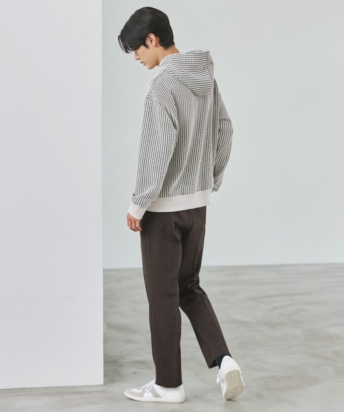 ESSENTIALS WARDROBE(エッセンシャルワードローブ)の「リブ配色コットンワッフルニットプルパーカー(パーカー・メンズ・ブラック/ホワイト・L/XL/S/M)」の7枚目の写真