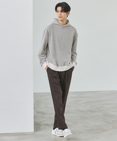 ESSENTIALS WARDROBE(エッセンシャルワードローブ)の「リブ配色コットンワッフルニットプルパーカー(パーカー・メンズ・ブラック/ホワイト・L/XL/S/M)」の8枚目の写真