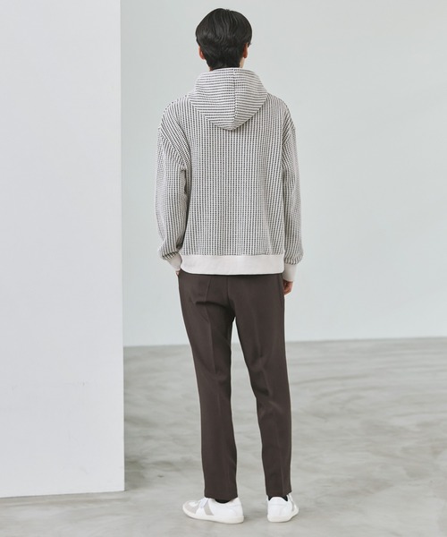 ESSENTIALS WARDROBE(エッセンシャルワードローブ)の「リブ配色コットンワッフルニットプルパーカー(パーカー・メンズ・ブラック/ホワイト・L/XL/S/M)」の9枚目の写真