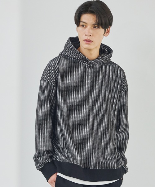 ESSENTIALS WARDROBE(エッセンシャルワードローブ)の「リブ配色コットンワッフルニットプルパーカー(パーカー・メンズ・ブラック/ホワイト・L/XL/S/M)」の20枚目の写真