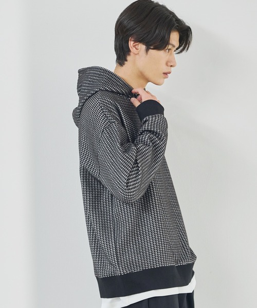 ESSENTIALS WARDROBE(エッセンシャルワードローブ)の「リブ配色コットンワッフルニットプルパーカー(パーカー・メンズ・ブラック/ホワイト・L/XL/S/M)」の22枚目の写真