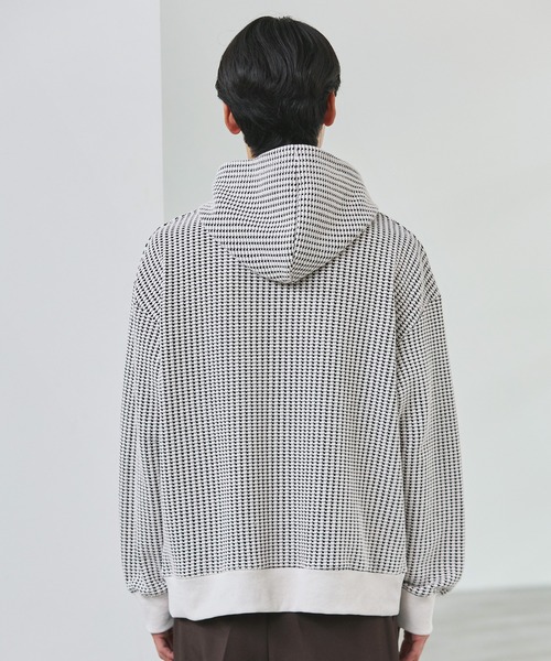 リブ配色コットンワッフルニットプルパーカー（パーカー）｜ESSENTIALS