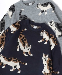 Animal Allover Knit/オーバーサイズ アニマル 総柄 カモ ネコ ジャガードニット/セーター/レディース メンズ