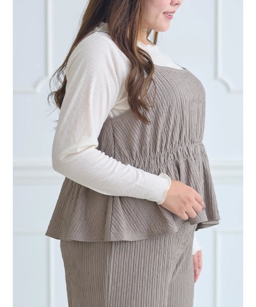 Re-J&SUPURE（リジェイアンドスプル）の「【大きいサイズ】針抜きリブロングTシャツ（Tシャツ/カットソー・レディース・オフホワイト/ライトグレー/ブラック・X-LARGE/XX-LARGE/XXX-LARGE）」の4枚目の写真