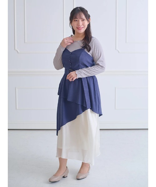 Re-J&SUPURE（リジェイアンドスプル）の「【大きいサイズ】針抜きリブロングTシャツ（Tシャツ/カットソー・レディース・オフホワイト/ライトグレー/ブラック・X-LARGE/XX-LARGE/XXX-LARGE）」の9枚目の写真