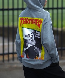 Manhattan Portage | Manhattan Portage THRASHER HOODIE SWEAT PARKA/マンハッタンポーテージ × スラッシャー マガジングラフィックバックプリントコレボレーション長袖プルオーバーフーディ(パーカー)