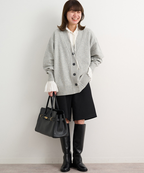 JOURNAL STANDARD relume（ジャーナルスタンダード　レリューム）の「《追加》ウォッシャブルウーリッシュツイルハーフパンツ（その他パンツ・レディース・ブラック/チャコールグレー・FREE）」の3枚目の写真